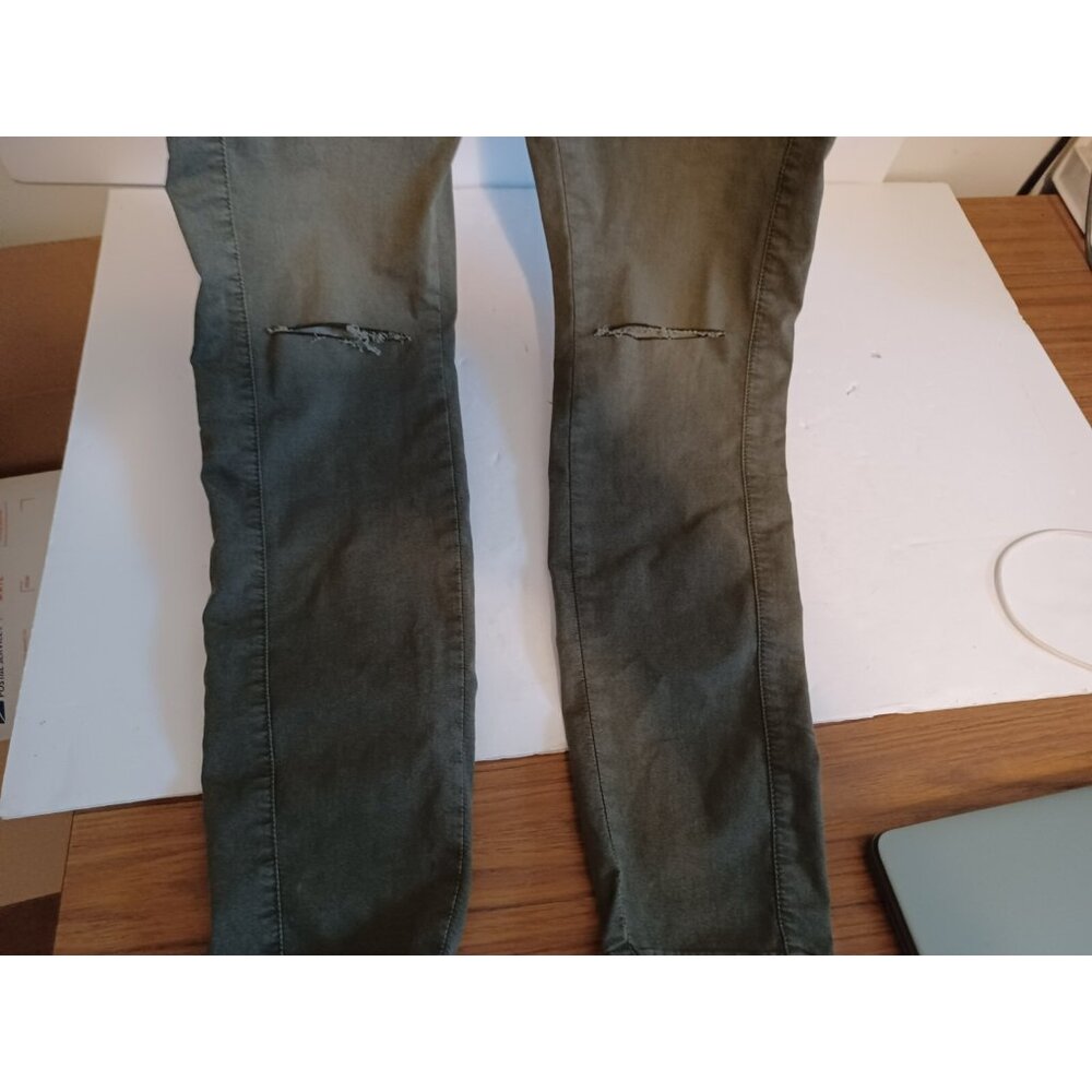 GUESS MAXINE ZIP-UP GREEN  WITH SLITS DENIM JUMPSUIT SIZE 8 - Picture 2 of 8
